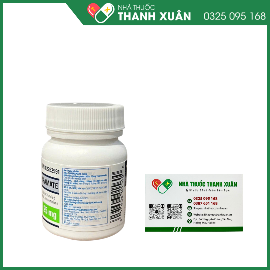 Pms-Topiramate 25mg điều trị động kinh cục bộ, dự phòng đau nửa đầu